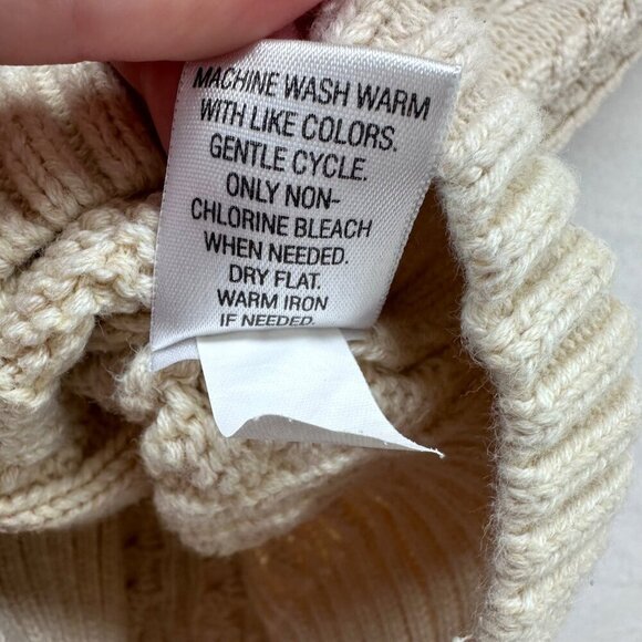 Croft & Barrow Womens Cable Knit Fisherman Turtleneck Sweater Size M Ivory Cream - Picture 7 of 10